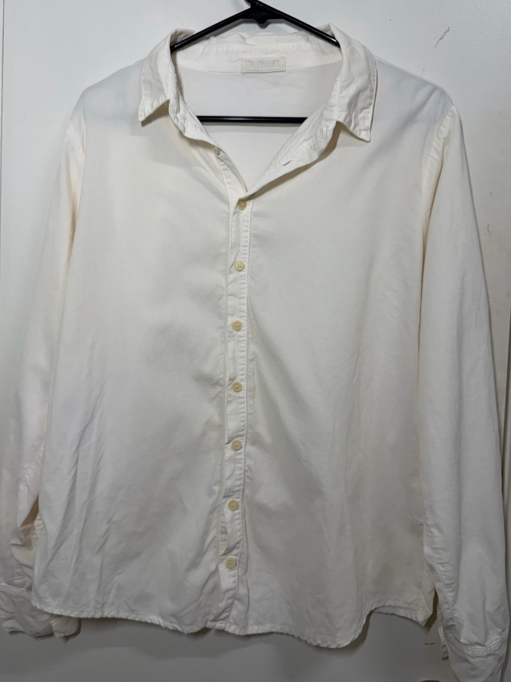 CP SHADES Ivory Cream Lightweight Corduroy Button Up Long Sleeve Top Shirt Sz M